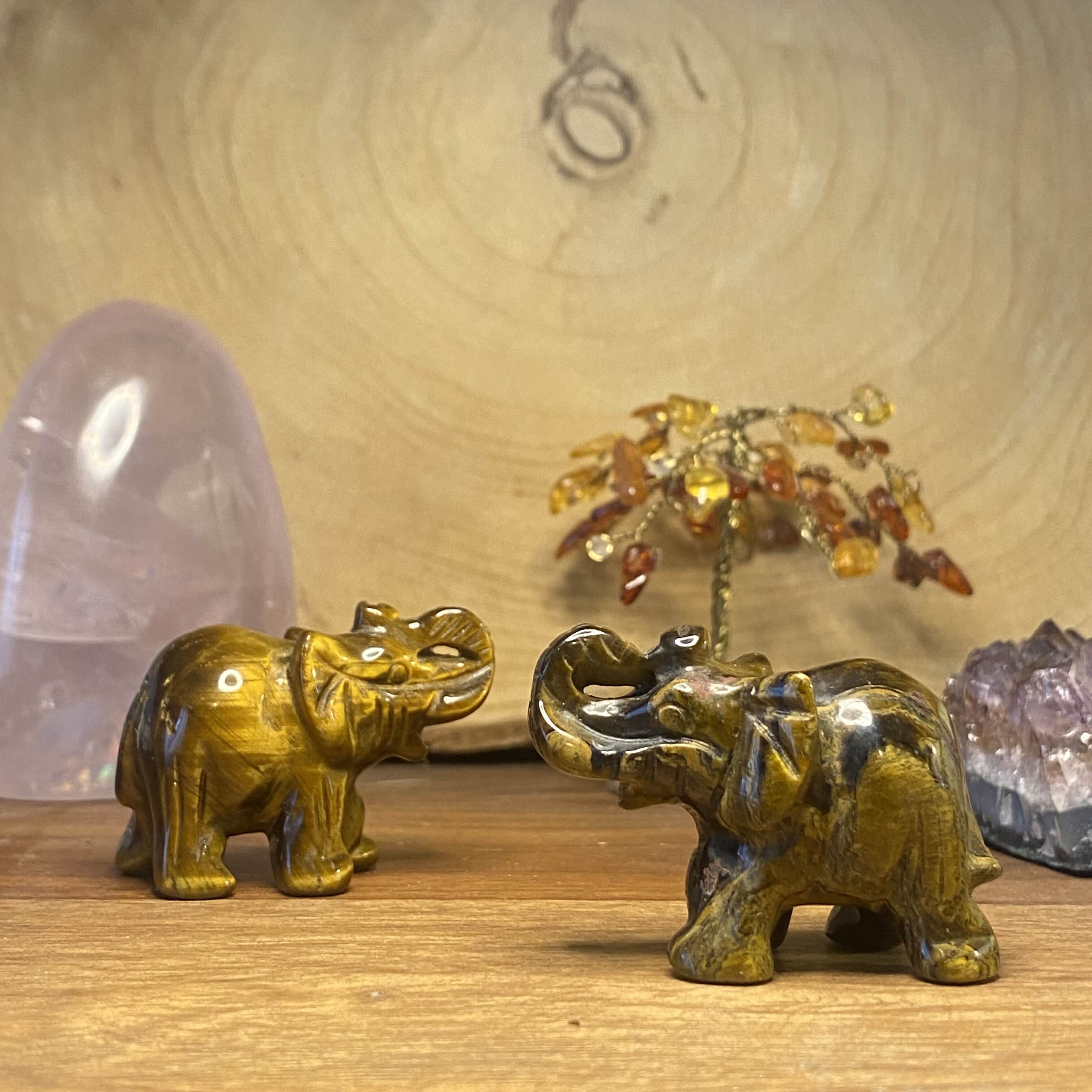 Éléphant en Œil de Tigre