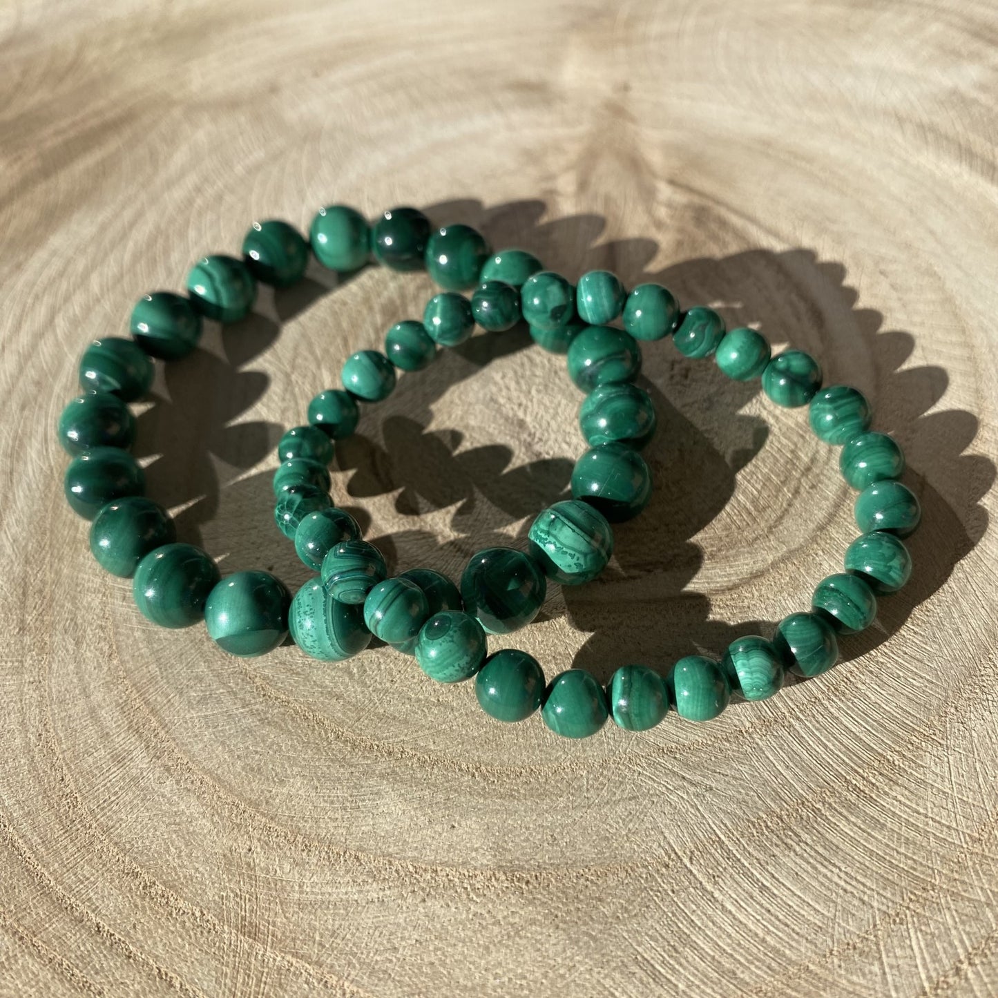 Deux bracelets en malachite