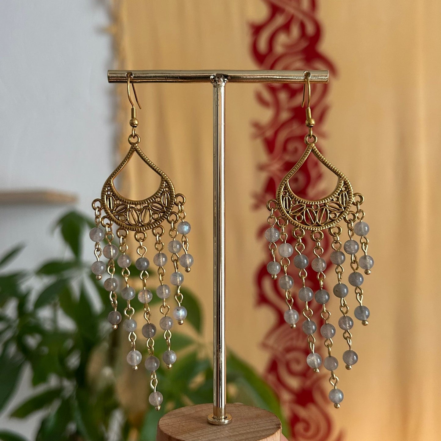 Boucles d'oreilles Labradorite - Rheamethyste