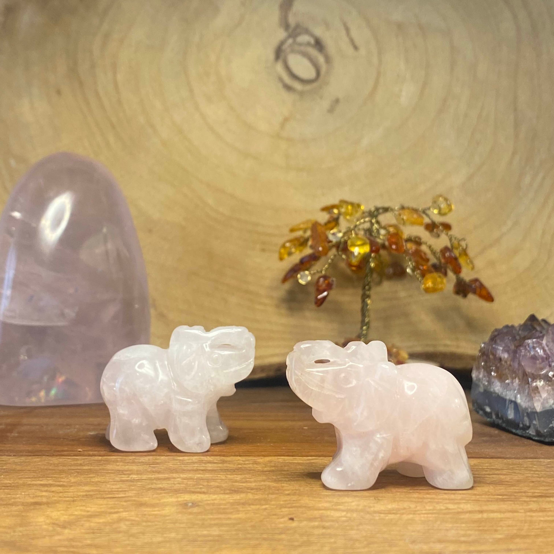 Éléphant en Quartz Rose - Rheamethyste