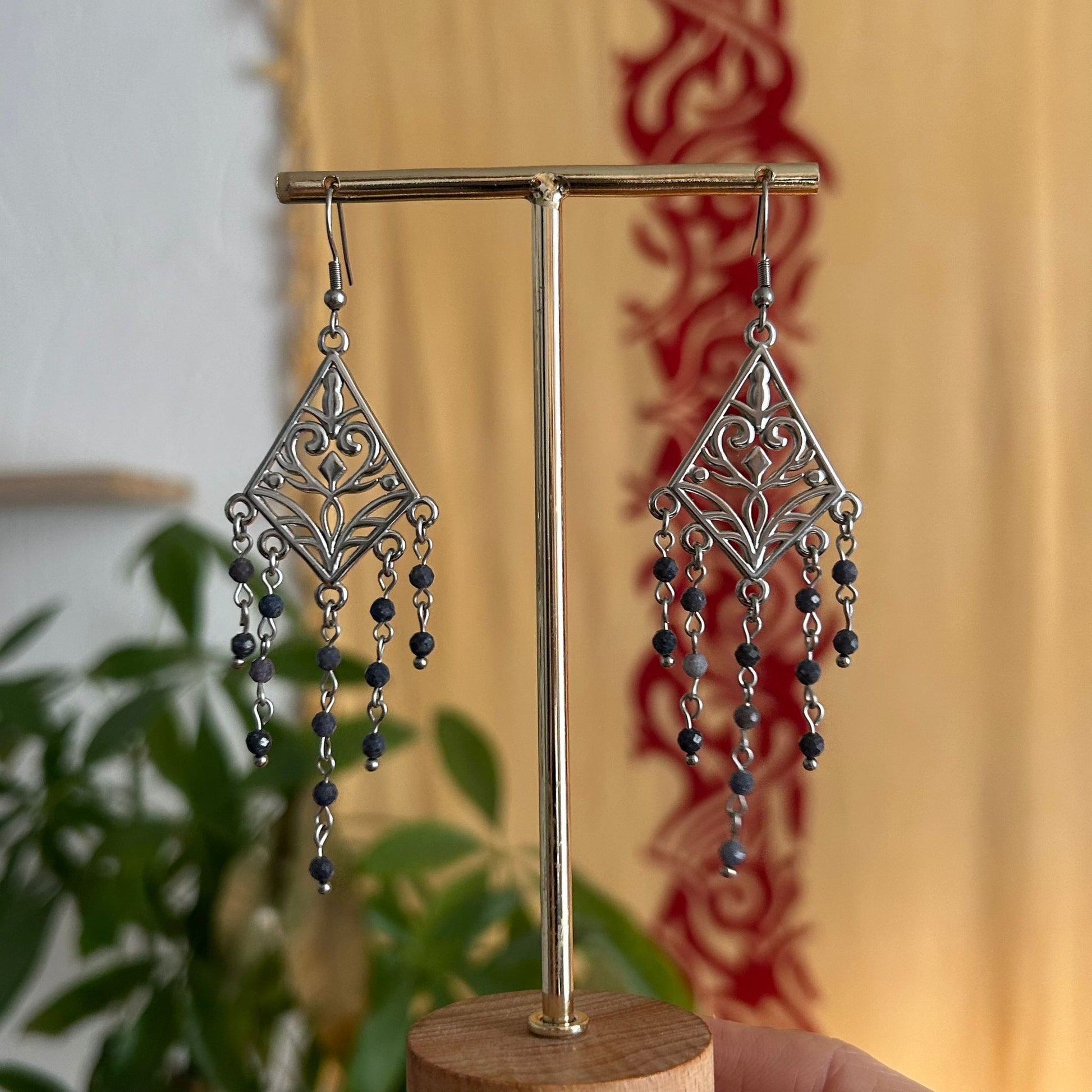 Boucles d'oreilles Saphir - Rheamethyste